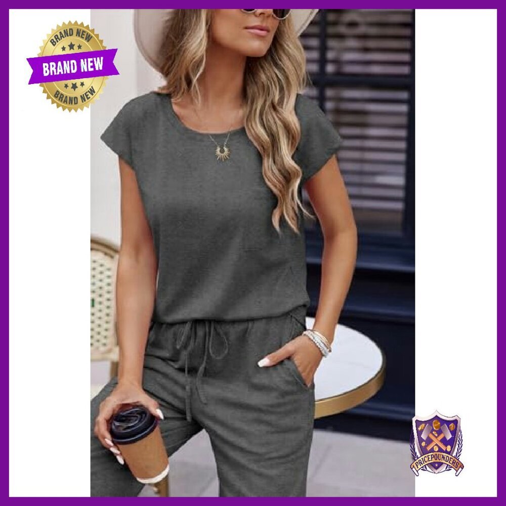 Soft Cap Sleeve Pajama Set with Pockets, Comfy Lounge Wear S-XXL - Picture 7 of 8